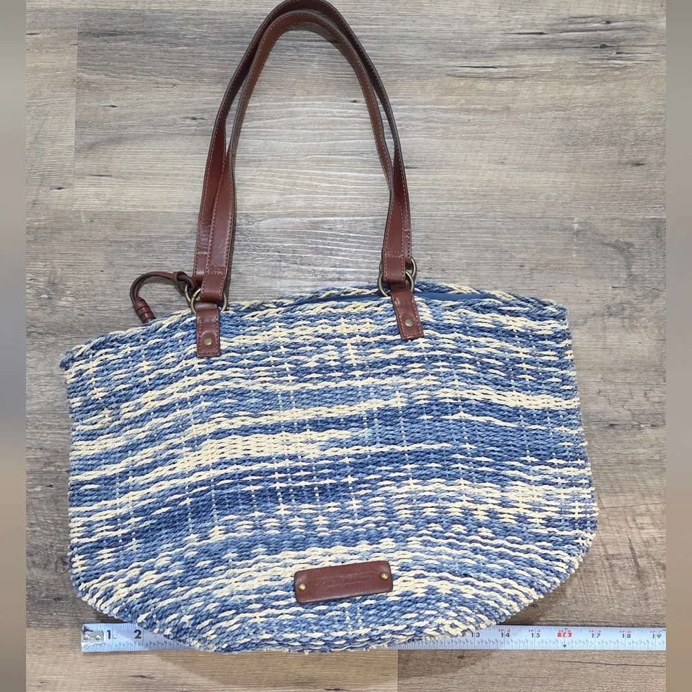 Lucky Brand Woven Straw Shoulder Bag with charm Magnetic closure Tote - Picture 9 of 9